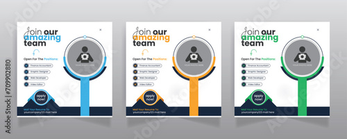 We are hiring job vacancy social media post or square web banner template