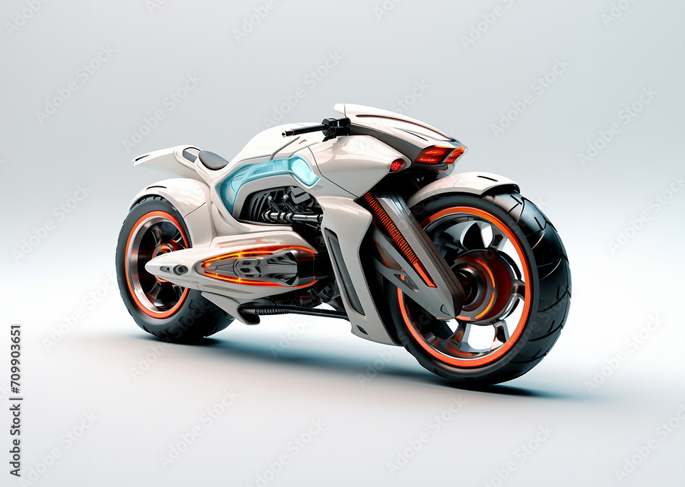 Motorcycle on white background