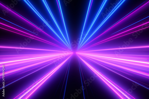 Vibrant neon lines in pink and blue, a 3D render of psychedelic ultraviolet light