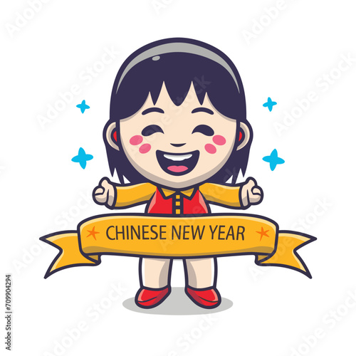 chinese new year girl illustration , chinese new year girl vector illustration , chinese new year child illustration