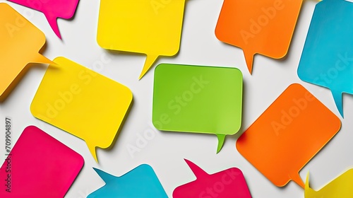Colorful speech bubbles on a white background photo
