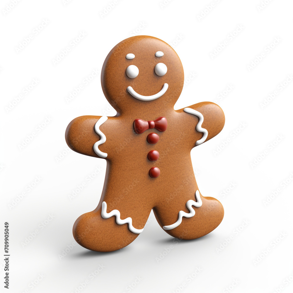 Gingerbread man simple 3D on white background created with Generative Ai Gingerbread man simple 3D on white background created with Generative Ai