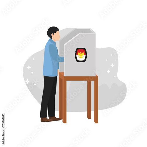 procedures for voting at the polling station. Indonesian election illustration