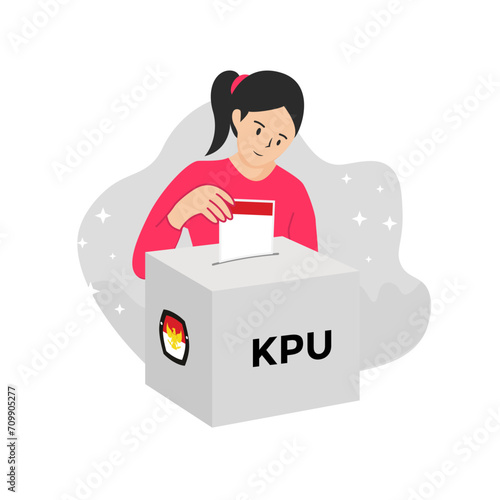 procedures for voting at the polling station. Indonesian election illustration
