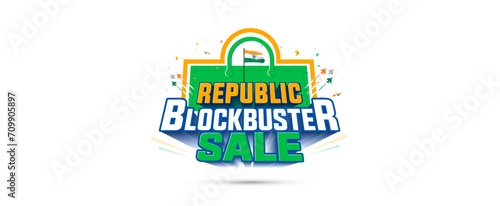 Vector design for Shopping, advertisement concept Republic Day of India. Blockbuster sale, offer, deal discount, web banner poster and logo design.
