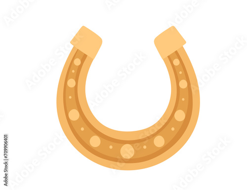Golden horseshoe lucky symbol good luck sign vector illustration isolated on white background