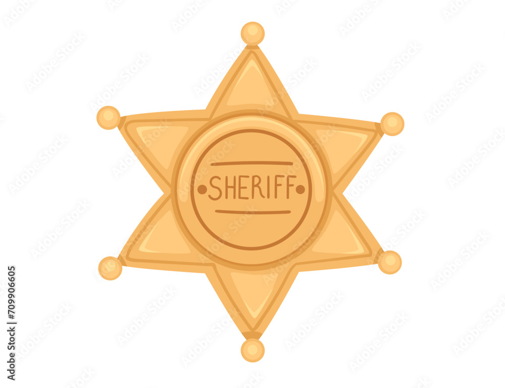 Gold sheriff star badge vector illustration isolated on white ...
