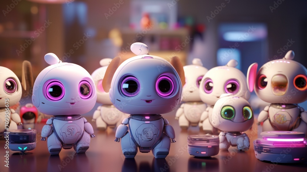 Obraz premium A group of robots standing next to each other