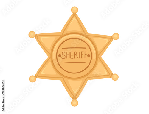 Gold sheriff star badge vector illustration isolated on white background
