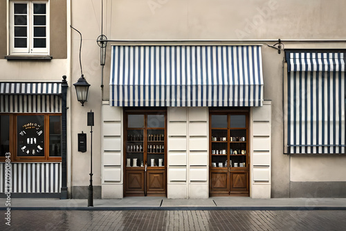 old european shop facade   beige stucco wall