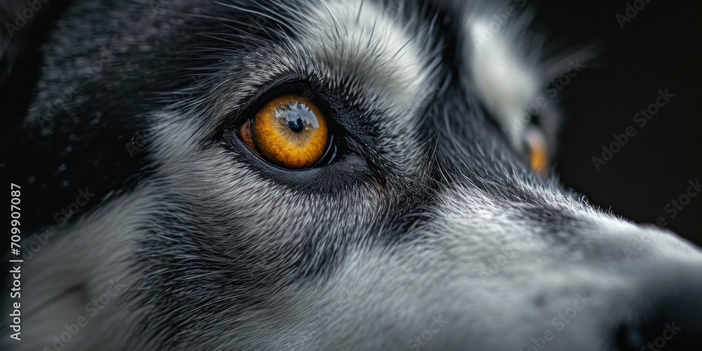 Obraz premium Close up of a do's face, eyes and nose, Dog's day banner 