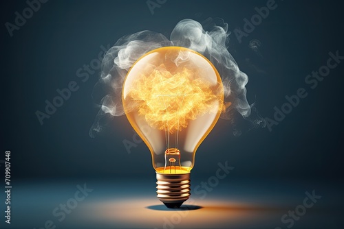 Creative light bulb on ight background.
