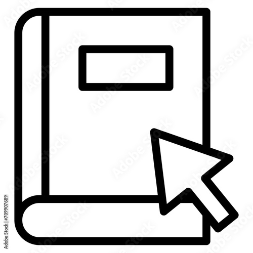 Online library, book with pointer