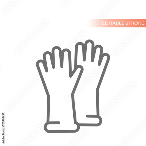 Protective gloves line vector icon. Rubber glove outline symbol.