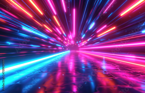 3d render  abstract background  colorful neon lines  digital futuristic wallpaper