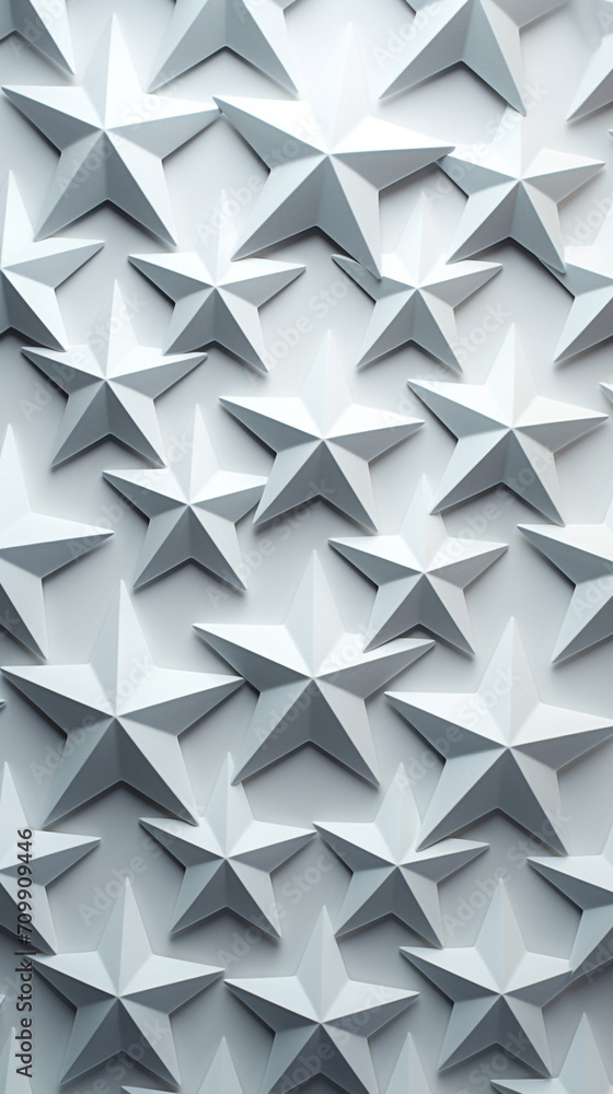 Obraz premium White star shapes, on a light gray background created with Generative Ai