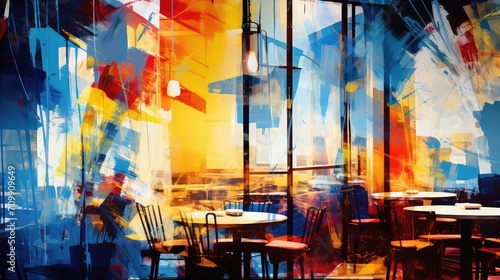design abstract restaurant background illustration colorful vibrant, creative modern, stylish contemporary design abstract restaurant background photo