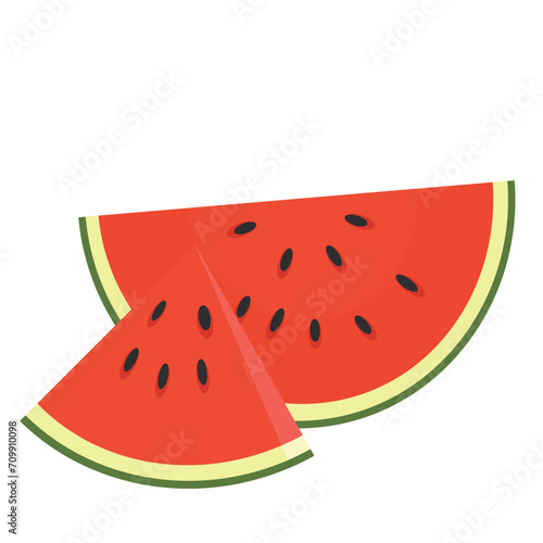 Watermelon. Watermelon slice vector illustration. Summer fruit on white background. Summer Seasonal element