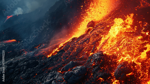 lava in the mountains close up 