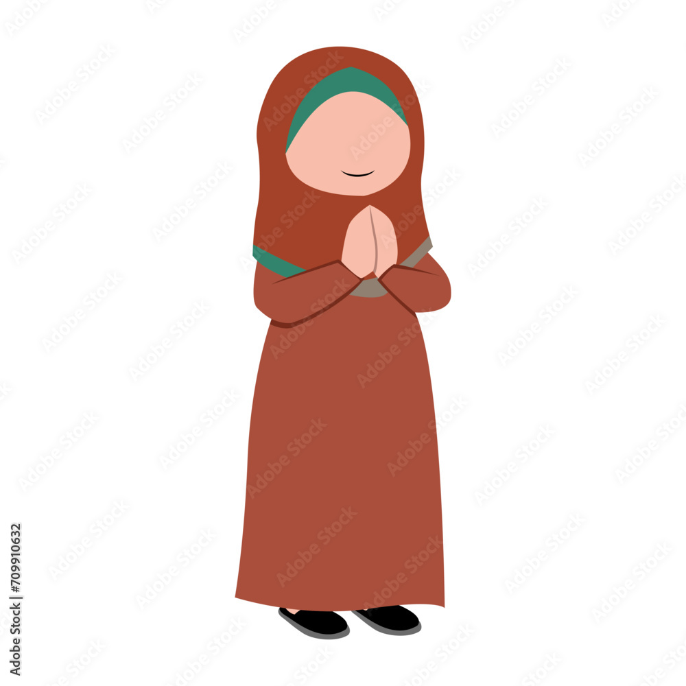 cute isolated muslim characer. chibi style character design. cute isolated muslim characer. chibi style character design.