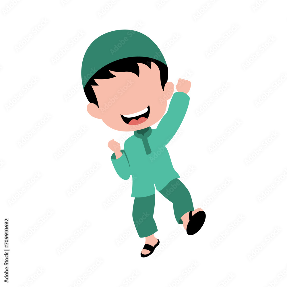cute isolated muslim characer. chibi style character design. cute isolated muslim characer. chibi style character design.