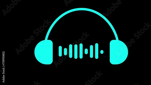 A white color headphone icon animation and show sound system
