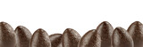 Bottom border row of Easter chocolate egg isolated on transparent background. Easter web banner, png file