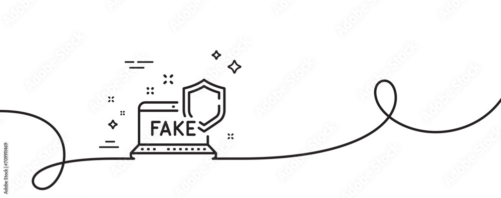 Fake internet line icon. Continuous one line with curl. Web propaganda ...