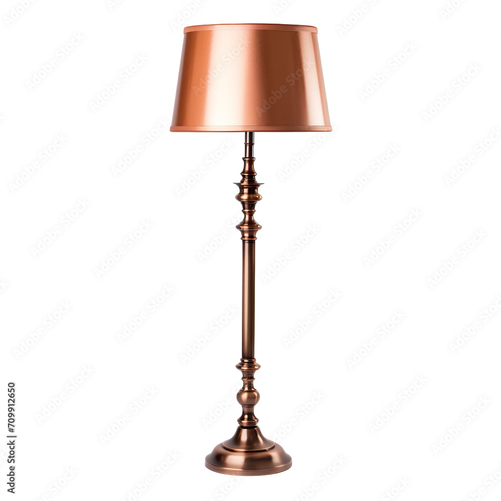 Obraz premium front view of Copper Floor floor lamp isolated on a white transparent background.