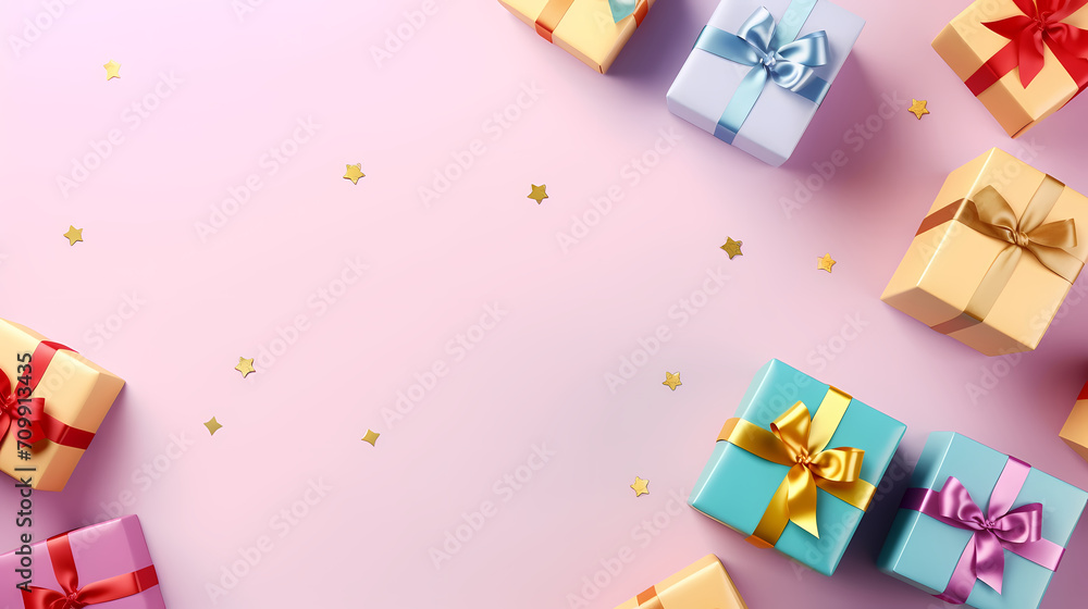 Gift box background with copy space for Christmas gifts, holidays or birthdays Gift box background with copy space for Christmas gifts, holidays or birthdays