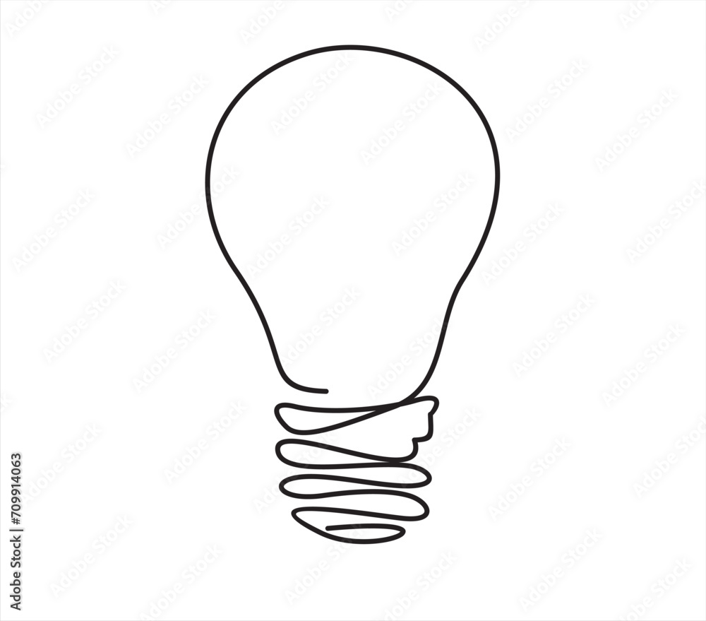 Light Bulb icon line continuous drawing vector. One line Bulb icon vector background. idea light bulb icon. Continuous outline of a Light Bulb icon. Light Bulb icon line continuous drawing vector. One line Bulb icon vector background. idea light bulb icon. Continuous outline of a Light Bulb icon.