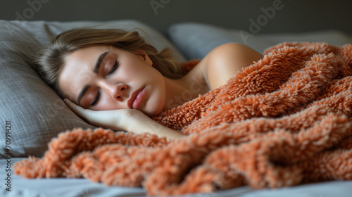 Woman Sleeping on Bed Covered in Blanket