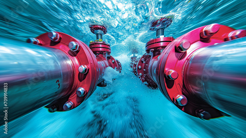 Two Red Valves in a Body of Water