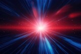 Abstract glowing red light effect with sparkling rays blue backlight