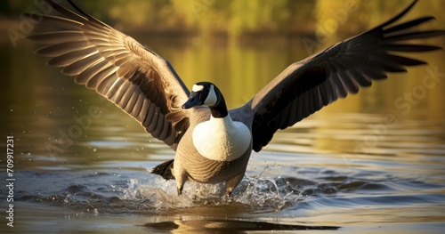 The Canada Goose and Its Picturesque Flight Over Tranquil Waters