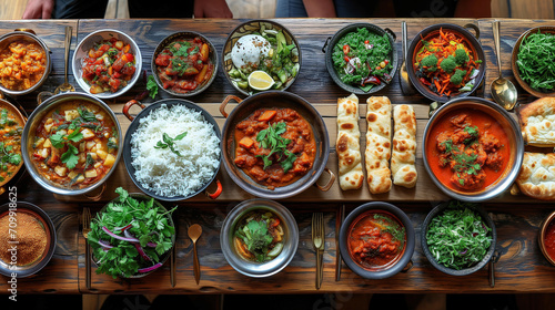Assorted Food Display on Wooden Table © Mustafa