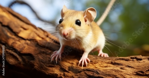 The Enchanting World of a Fat-Tailed Gerbil on a Tree © Lifia