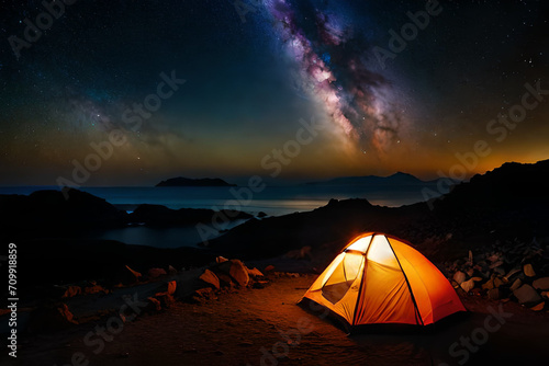  wild camping at night under a wonderful nebulae