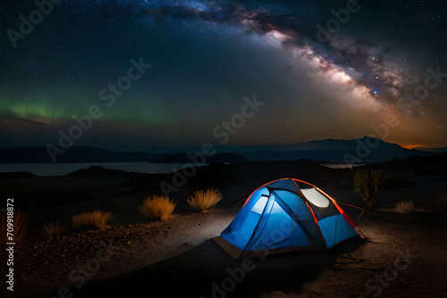  wild camping at night under a wonderful nebulae