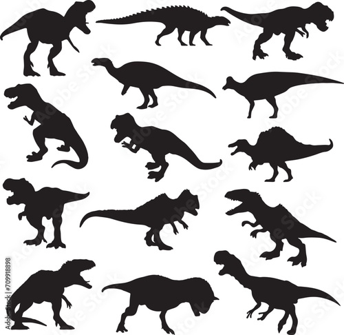 set of dinosaurs silhouettes