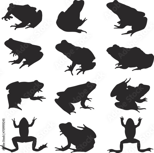 Frog Silhouette Vector Art Icons.