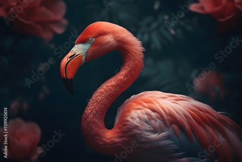 Flamingo with a long neck