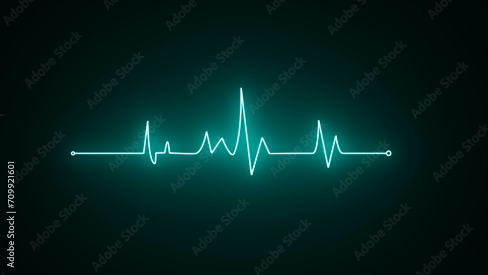 Neon heartbeat pulse icon. Beautiful healthy cardiogram and ECG. Pulse ...