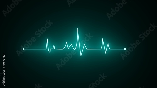 Neon heartbeat pulse icon. Beautiful healthy cardiogram and ECG. Pulse line illustration. Ecg neon pulse monitor and black background.