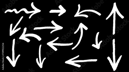 Hand-drawn doodle arrow animation on Transparent Background. 4K Video