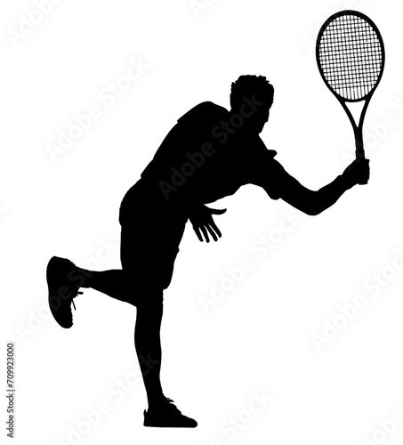 Tennis Player Silhouettes - Man or Boy Playing Line Shot