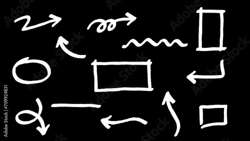 Hand drawn doodle arrow animation on Transparent Background. 4K Video