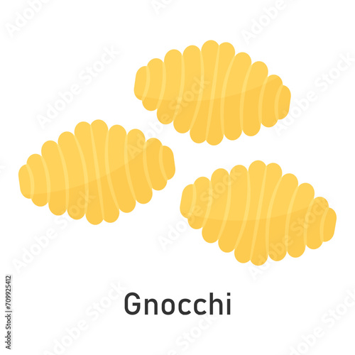 Gnocchi pasta. Restaurant pasta. For menu design, packaging. Vector illustration.