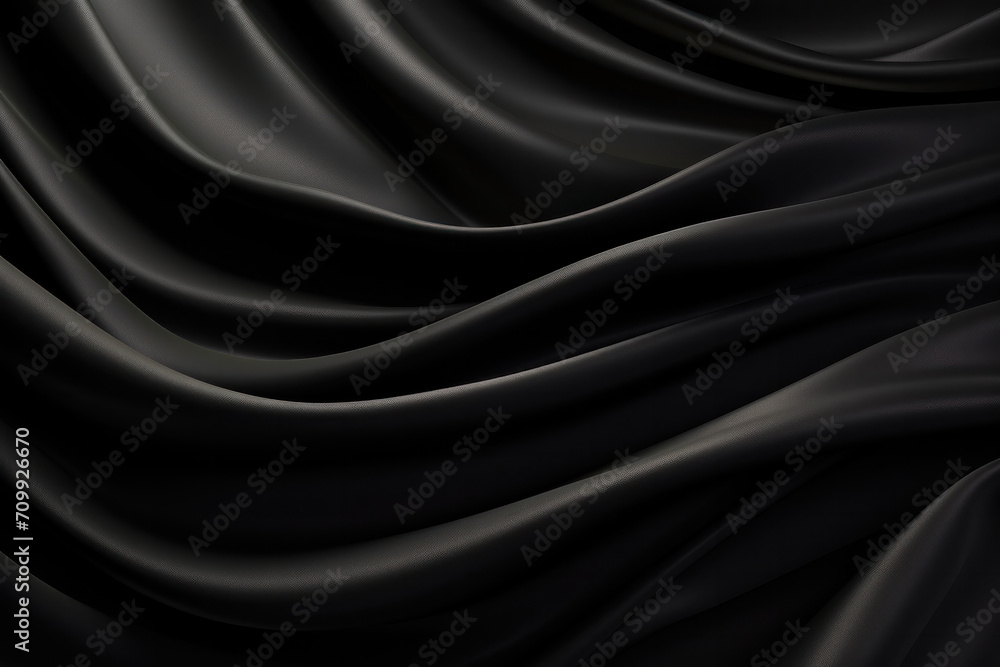 Fototapeta premium Black wavy silk background 