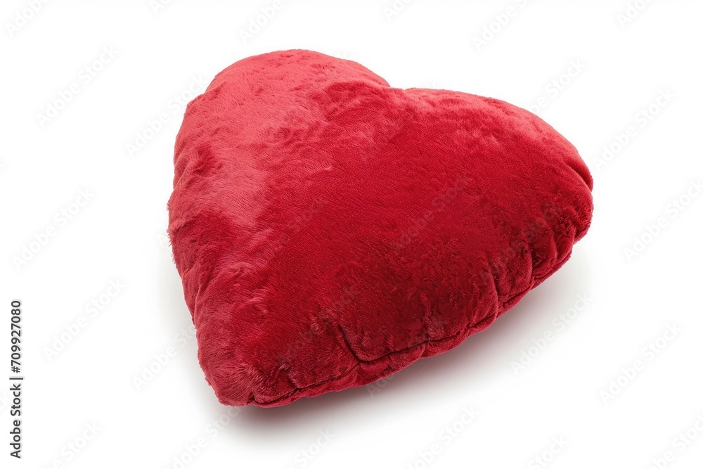 Fototapeta premium Red heart shaped pillow isolated on white background